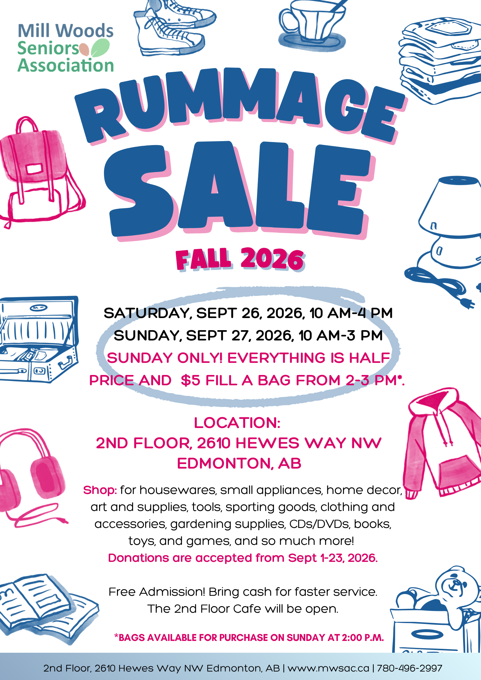 mill woods seniors association rummage sale september 2026